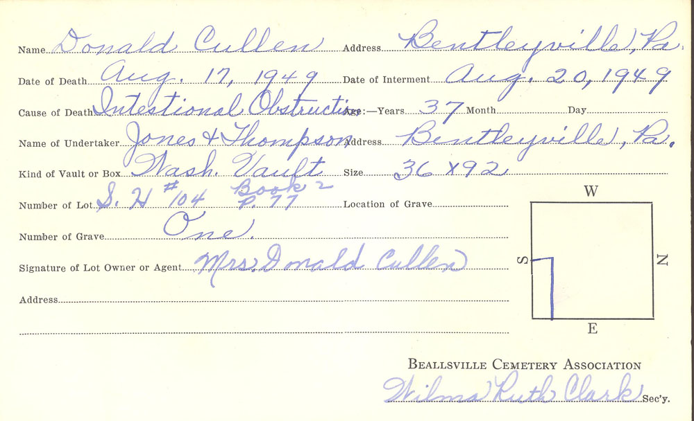 burial card